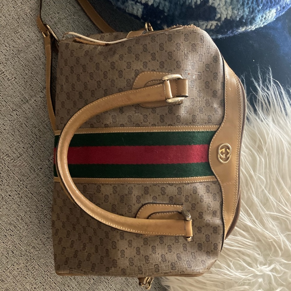 Vintage Gucci Mirco GG + Stripe Web Speedy Boston